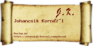 Johancsik Kornél névjegykártya